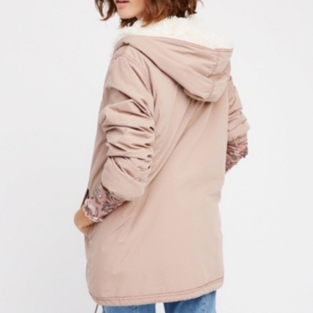 FREE PEOPLE Open Range Jacket Dusty Rose Taupe Sz Small Good Condition With FLAW - Picture 13 of 14
